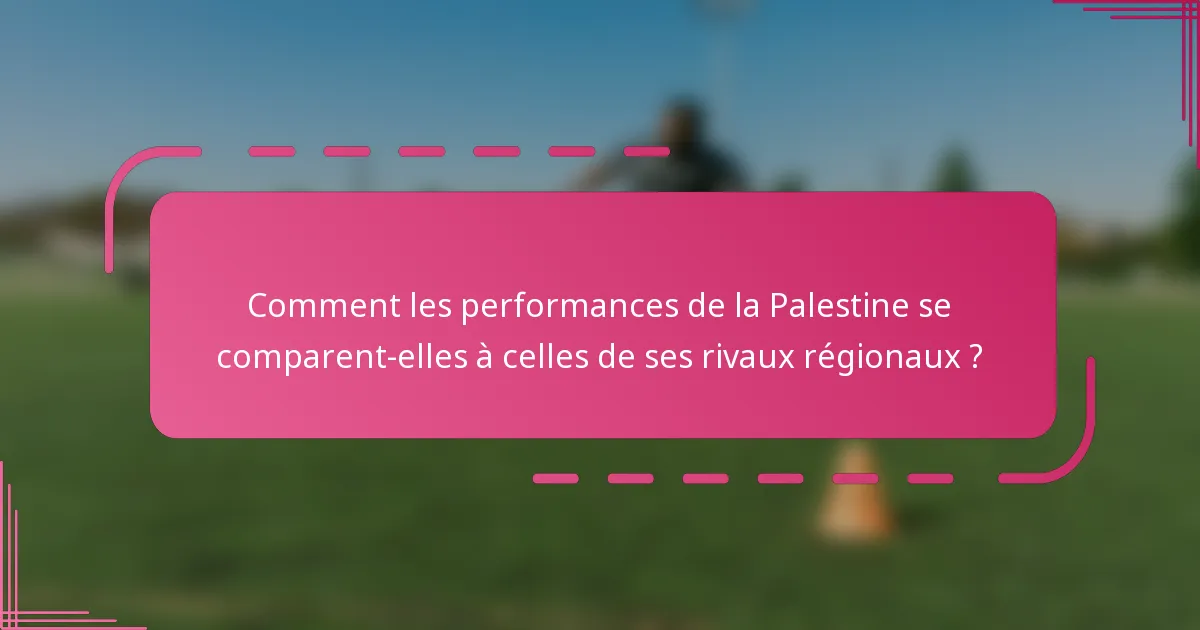 Comment les performances de la Palestine se comparent-elles à celles de ses rivaux régionaux ?