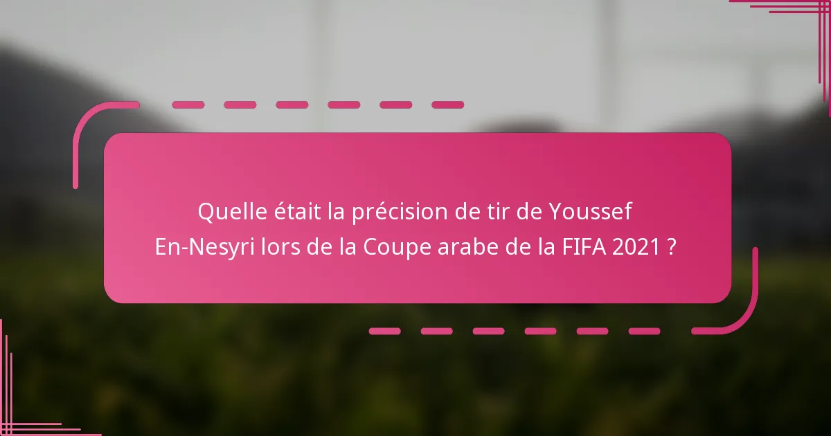 Quelle était la précision de tir de Youssef En-Nesyri lors de la Coupe arabe de la FIFA 2021 ?